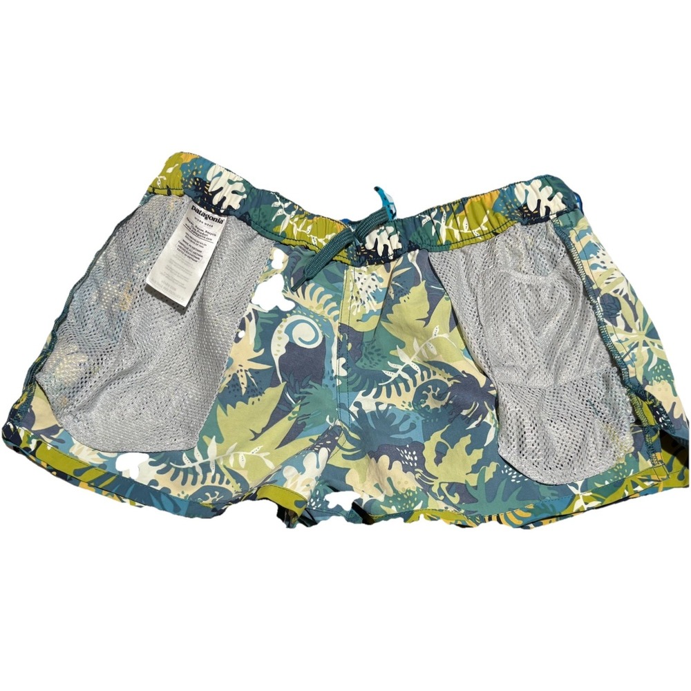 Patagonia Shorts Women Barely Baggies Size Small Green Blue Floral Pockets Sport - Picture 4 of 8